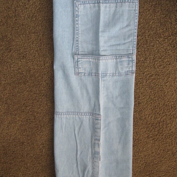 RETRO STYLE BOYFRIEND JEANS-VELCRO CLOSE LARGE POCKET LOOSE FIT-LIGHT BLUE-T.H. - Picture 12 of 13